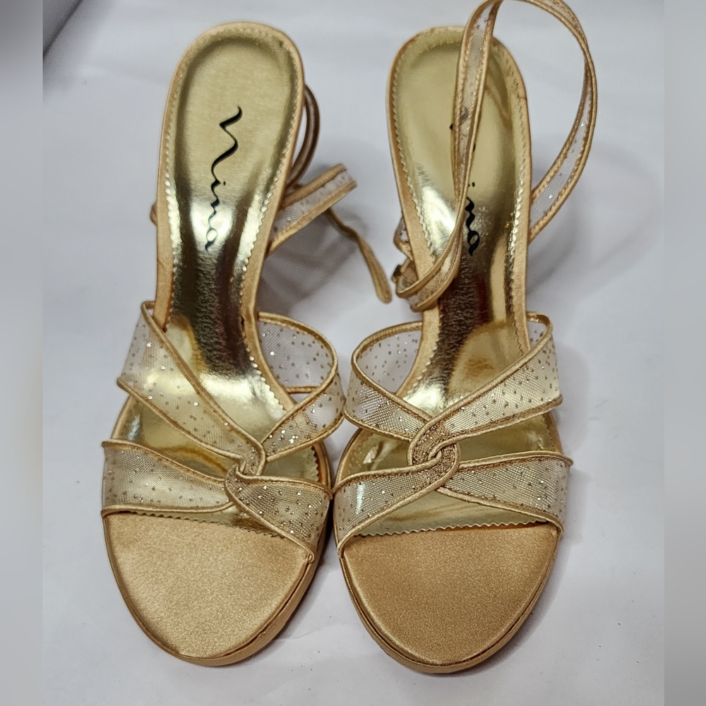 Nina gold Strappy Heels - Size 9